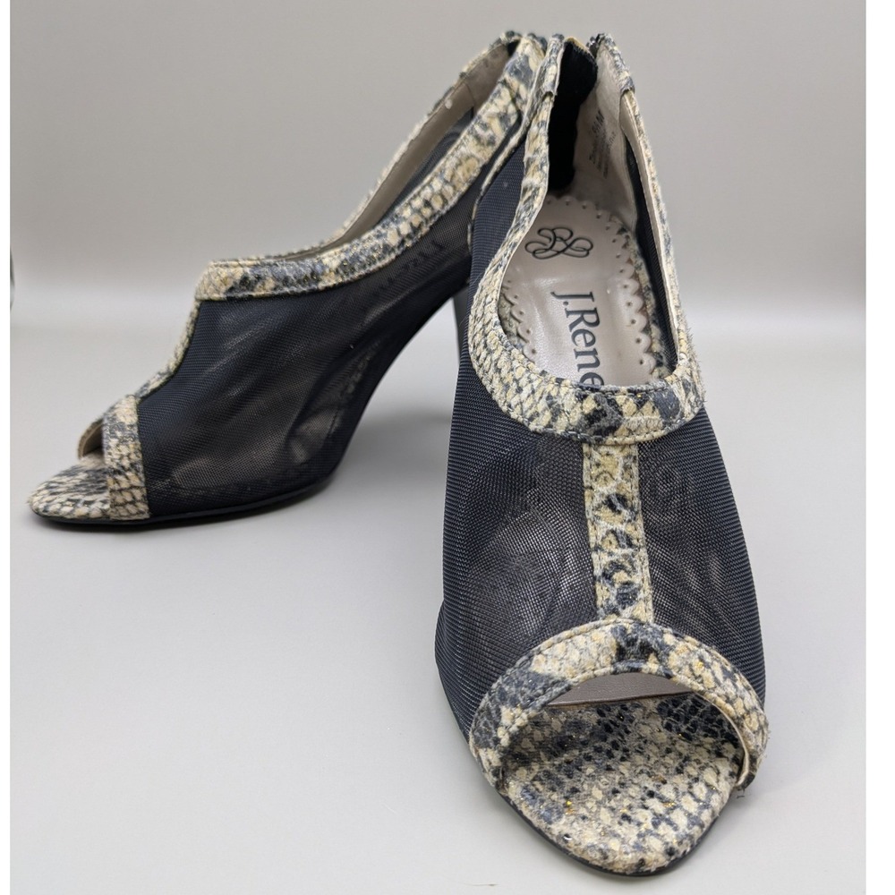 J. Renee Womens Zandra Open-Toe Pump Mesh‎ Faux Snake Skin Heels Size 5 1/2 M